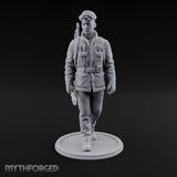 Pistol Palming Human Resistance Fighter Miniature for Dungeons and Dragons, Pathfinder or other TTRPGs