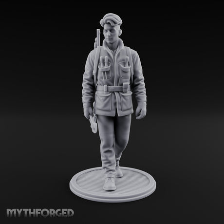 Pistol Palming Human Resistance Fighter Miniature for Dungeons and Dragons, Pathfinder or other TTRPGs