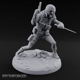 Pistol Raised Knife Ready Human Survivor Miniature for Dungeons and Dragons, Pathfinder or other TTRPGs