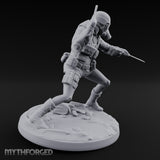 Pistol Raised Knife Ready Human Survivor Miniature for Dungeons and Dragons, Pathfinder or other TTRPGs