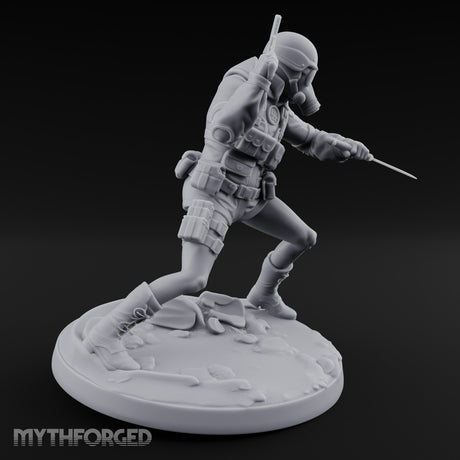 Pistol Raised Knife Ready Human Survivor Miniature for Dungeons and Dragons, Pathfinder or other TTRPGs