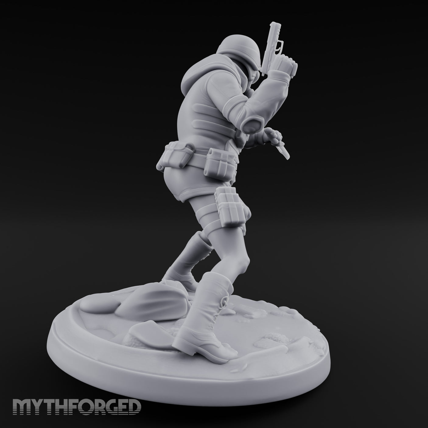 Pistol Raised Knife Ready Human Survivor Miniature for Dungeons and Dragons, Pathfinder or other TTRPGs