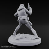 Pistol Raised Knife Ready Human Survivor Miniature for Dungeons and Dragons, Pathfinder or other TTRPGs