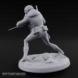 Pistol Raised Knife Ready Human Survivor Miniature for Dungeons and Dragons, Pathfinder or other TTRPGs