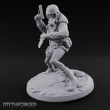 Pistol Raised Knife Ready Human Survivor Miniature for Dungeons and Dragons, Pathfinder or other TTRPGs