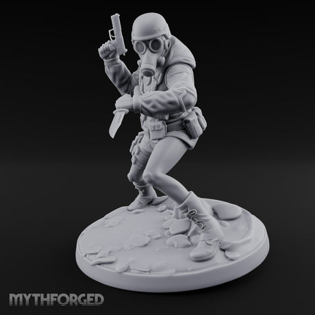 Pistol Raised Knife Ready Human Survivor Miniature for Dungeons and Dragons, Pathfinder or other TTRPGs