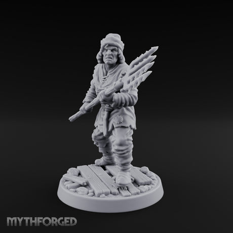 Pitchfork Levelling Guard Miniature for Dungeons and Dragons, Pathfinder or other TTRPGs
