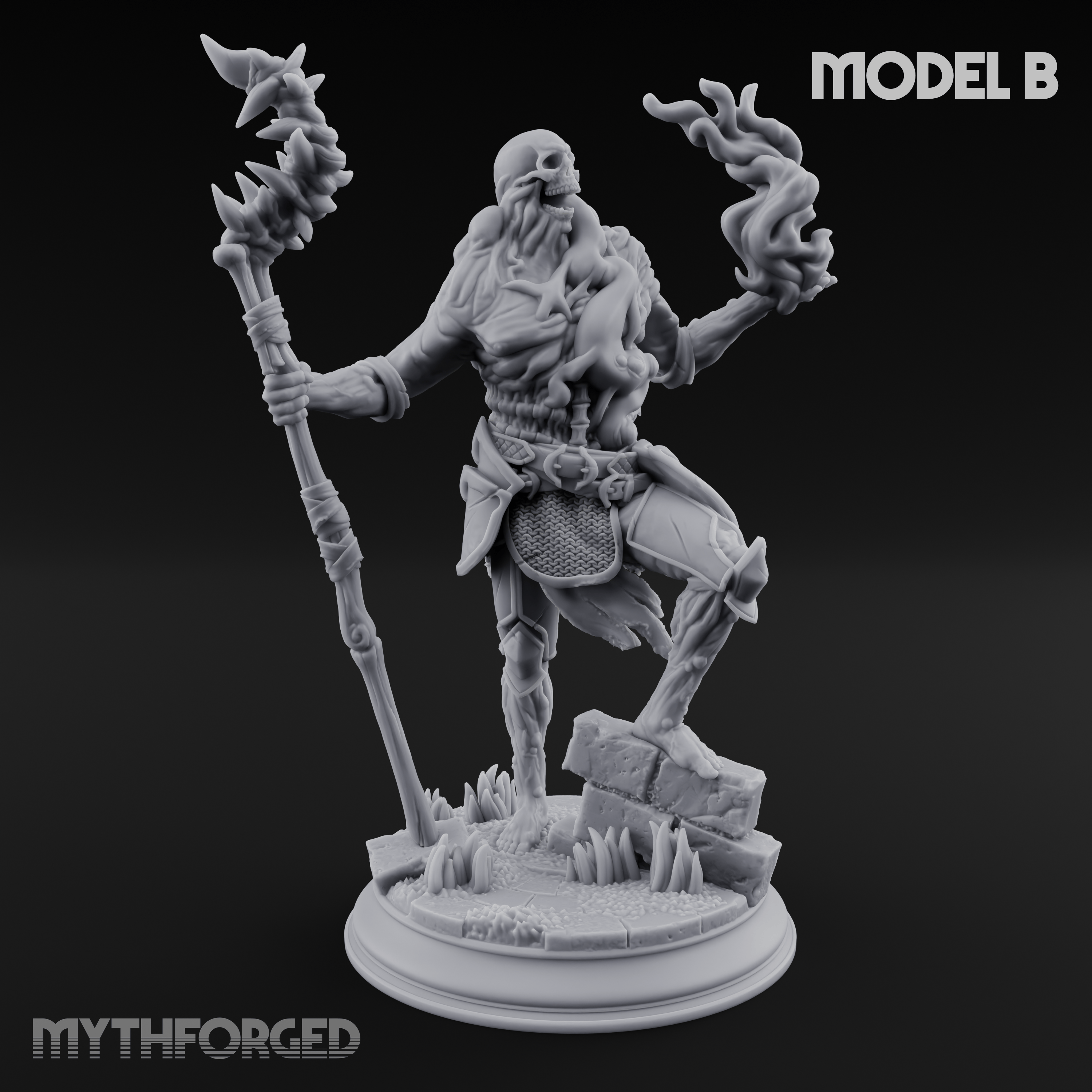 Magic Unfurling Risen Skeleton B Miniature for Dungeons and Dragons, Pathfinder or other TTRPGs