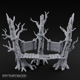 Plank-Bridged Rope-Lashed Dead Tree Bench Set Miniature for Dungeons and Dragons, Pathfinder or other TTRPGs