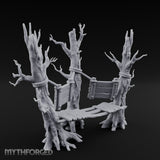 Plank-Bridged Rope-Lashed Dead Tree Bench Set Miniature for Dungeons and Dragons, Pathfinder or other TTRPGs