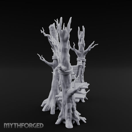 Plank-Bridged Rope-Lashed Dead Tree Bench Set Miniature for Dungeons and Dragons, Pathfinder or other TTRPGs