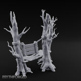 Plank-Bridged Rope-Lashed Dead Tree Bench Set Miniature for Dungeons and Dragons, Pathfinder or other TTRPGs