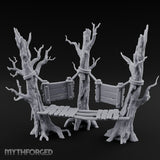 Plank-Bridged Rope-Lashed Dead Tree Bench Set Miniature for Dungeons and Dragons, Pathfinder or other TTRPGs