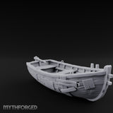 Plank-Patched Rope-Lashed River Ferry Skiff Miniature for Dungeons and Dragons, Pathfinder or other TTRPGs