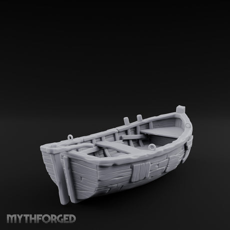 Plank-Patched Rope-Lashed River Ferry Skiff Miniature for Dungeons and Dragons, Pathfinder or other TTRPGs