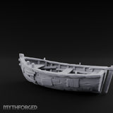 Plank-Patched Rope-Lashed River Ferry Skiff Miniature for Dungeons and Dragons, Pathfinder or other TTRPGs