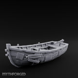 Plank-Patched Rope-Lashed River Ferry Skiff Miniature for Dungeons and Dragons, Pathfinder or other TTRPGs
