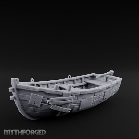 Plank-Patched Rope-Lashed River Ferry Skiff Miniature for Dungeons and Dragons, Pathfinder or other TTRPGs
