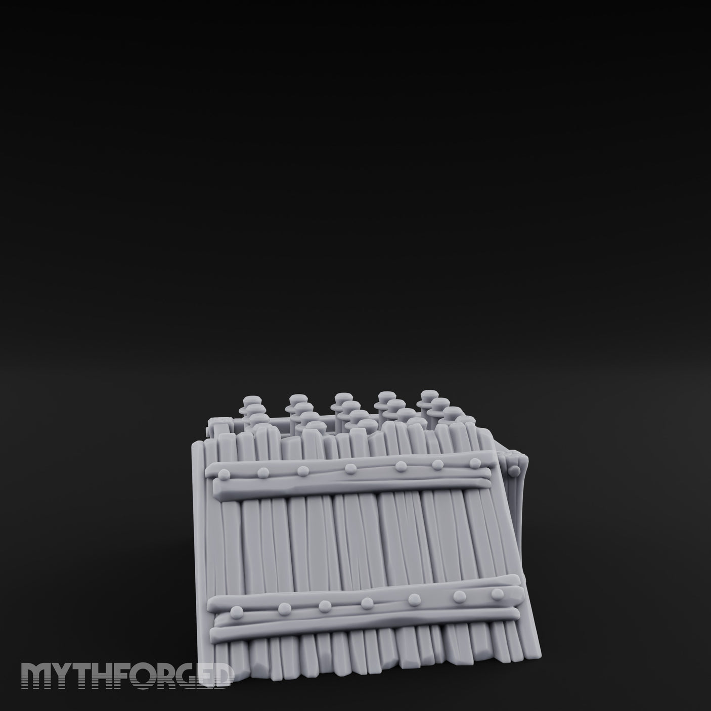 Plank-Sided Rivet-Banded Open Storage Crate Miniature for Dungeons and Dragons, Pathfinder or other TTRPGs