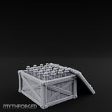 Plank-Sided Rivet-Banded Open Storage Crate Miniature for Dungeons and Dragons, Pathfinder or other TTRPGs