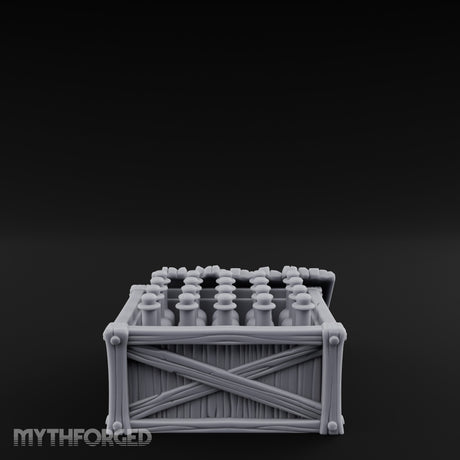 Plank-Sided Rivet-Banded Open Storage Crate Miniature for Dungeons and Dragons, Pathfinder or other TTRPGs
