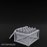Plank-Sided Rivet-Banded Open Storage Crate Miniature for Dungeons and Dragons, Pathfinder or other TTRPGs