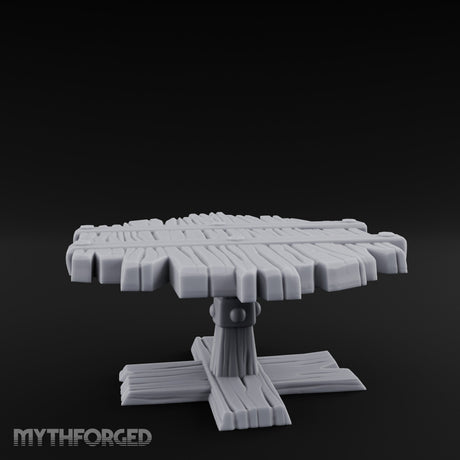 Plank-Top Cross-Footed Round Tavern Table Miniature for Dungeons and Dragons, Pathfinder or other TTRPGs