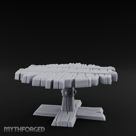 Plank-Top Cross-Footed Round Tavern Table Miniature for Dungeons and Dragons, Pathfinder or other TTRPGs