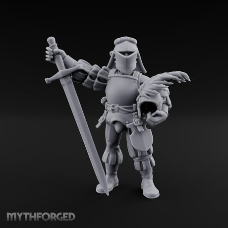 Plumed Helm Cradling Human Captain Miniature for Dungeons and Dragons, Pathfinder or other TTRPGs