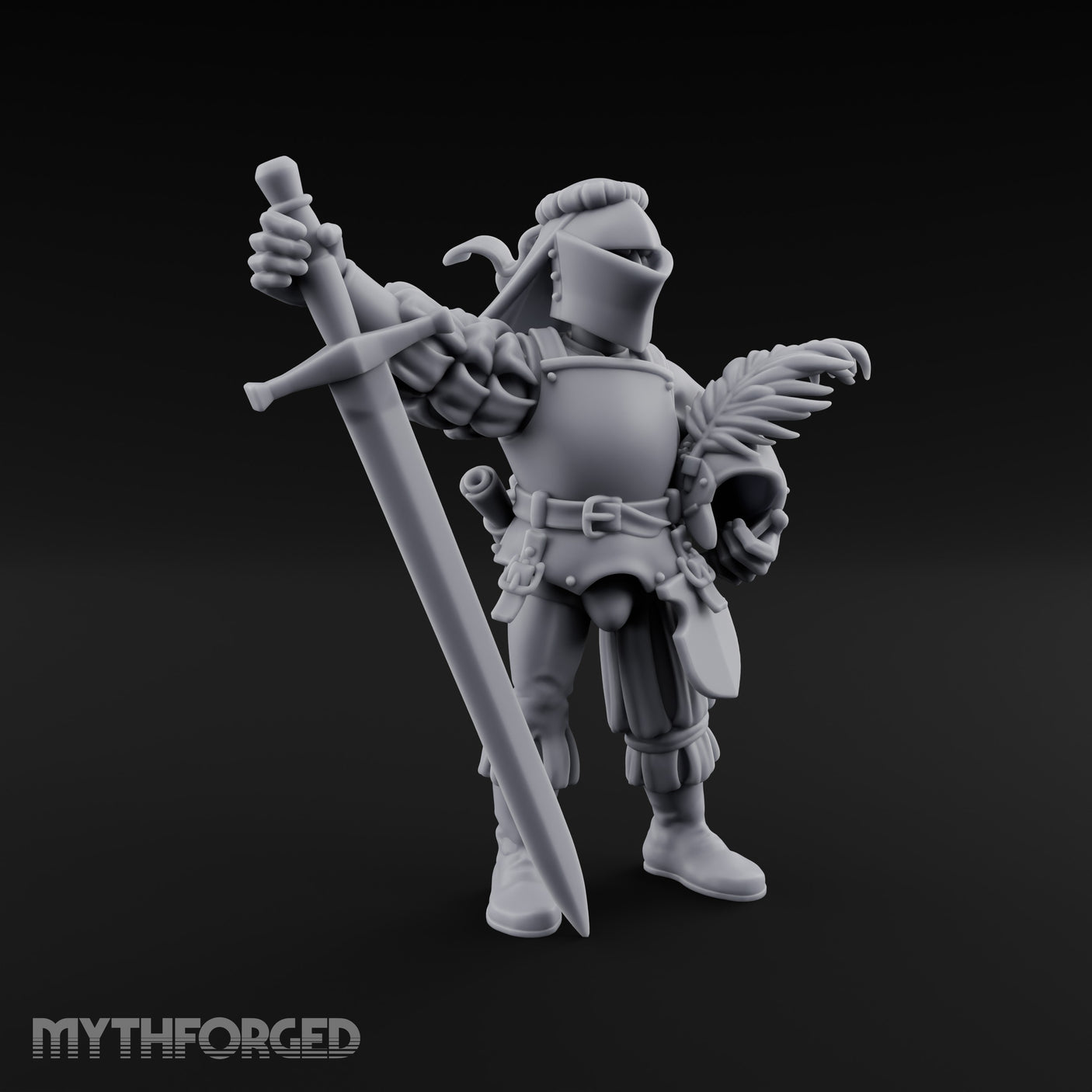 Plumed Helm Cradling Human Captain Miniature for Dungeons and Dragons, Pathfinder or other TTRPGs