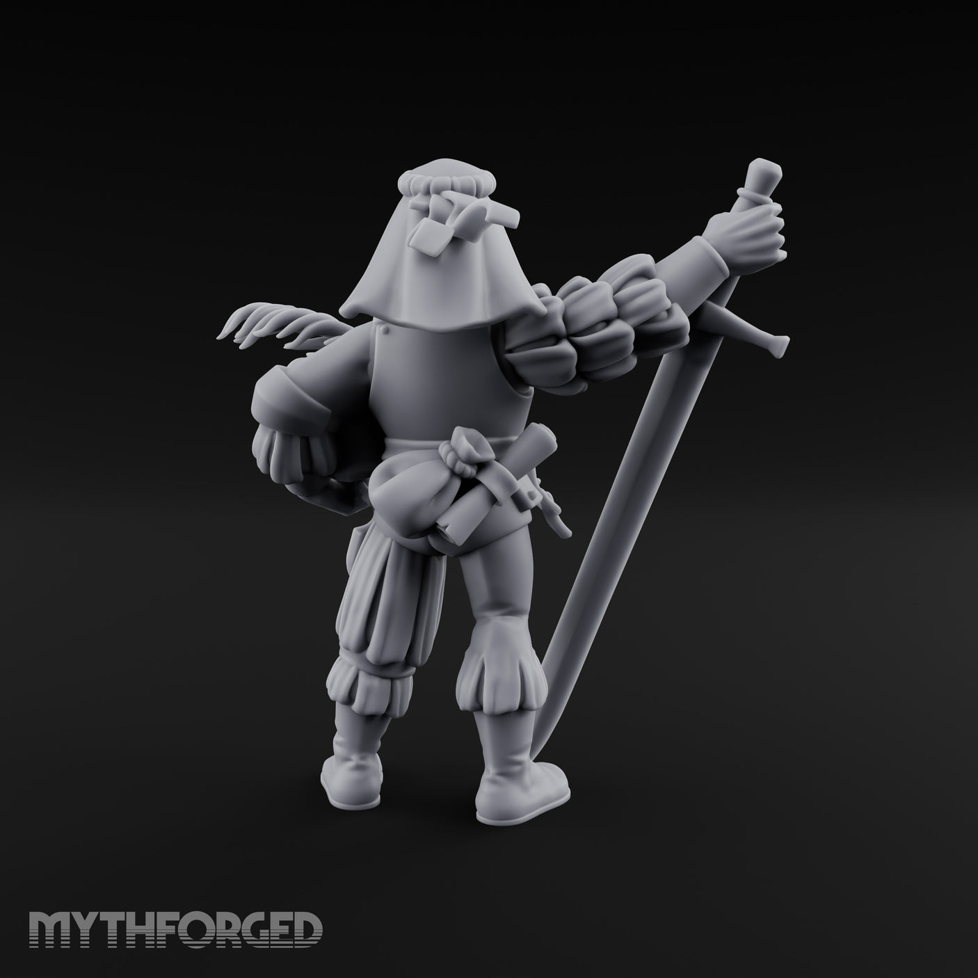 Plumed Helm Cradling Human Captain Miniature for Dungeons and Dragons, Pathfinder or other TTRPGs