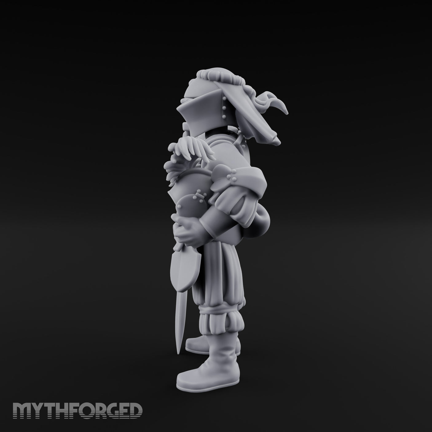 Plumed Helm Cradling Human Captain Miniature for Dungeons and Dragons, Pathfinder or other TTRPGs
