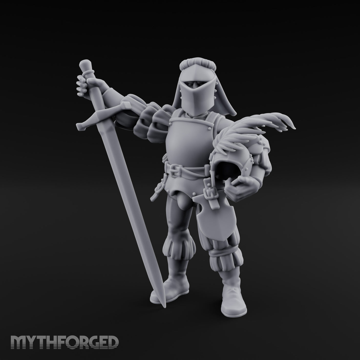 Plumed Helm Cradling Human Captain Miniature for Dungeons and Dragons, Pathfinder or other TTRPGs