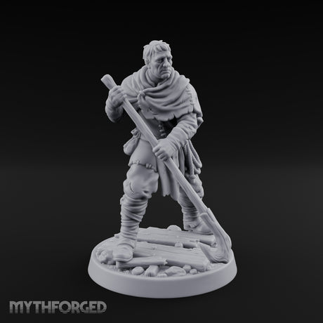 Pole Pushing Human Ferryman Miniature for Dungeons and Dragons, Pathfinder or other TTRPGs