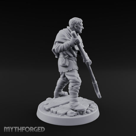 Pole Pushing Human Ferryman Miniature for Dungeons and Dragons, Pathfinder or other TTRPGs