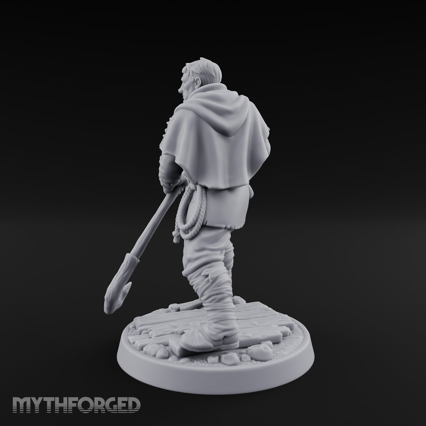 Pole Pushing Human Ferryman Miniature for Dungeons and Dragons, Pathfinder or other TTRPGs