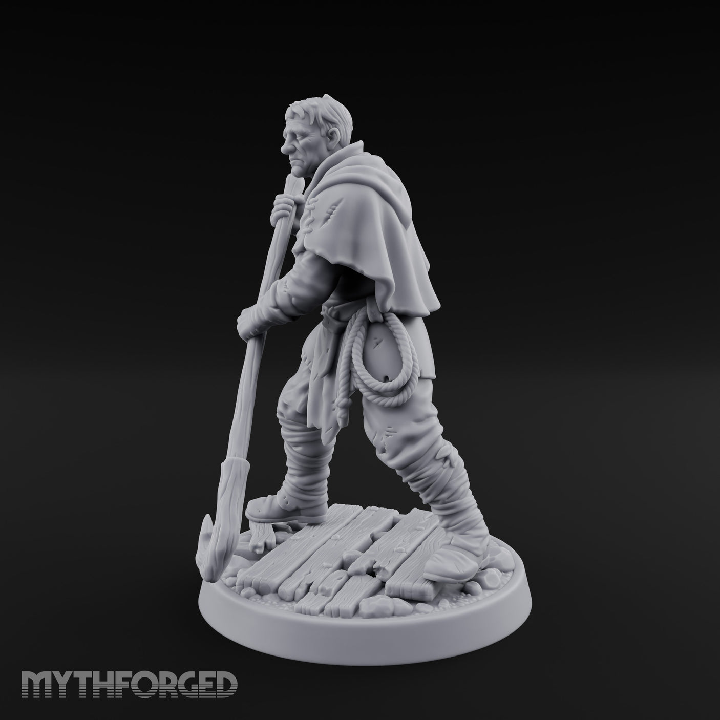 Pole Pushing Human Ferryman Miniature for Dungeons and Dragons, Pathfinder or other TTRPGs