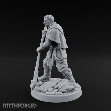 Pole Pushing Human Ferryman Miniature for Dungeons and Dragons, Pathfinder or other TTRPGs