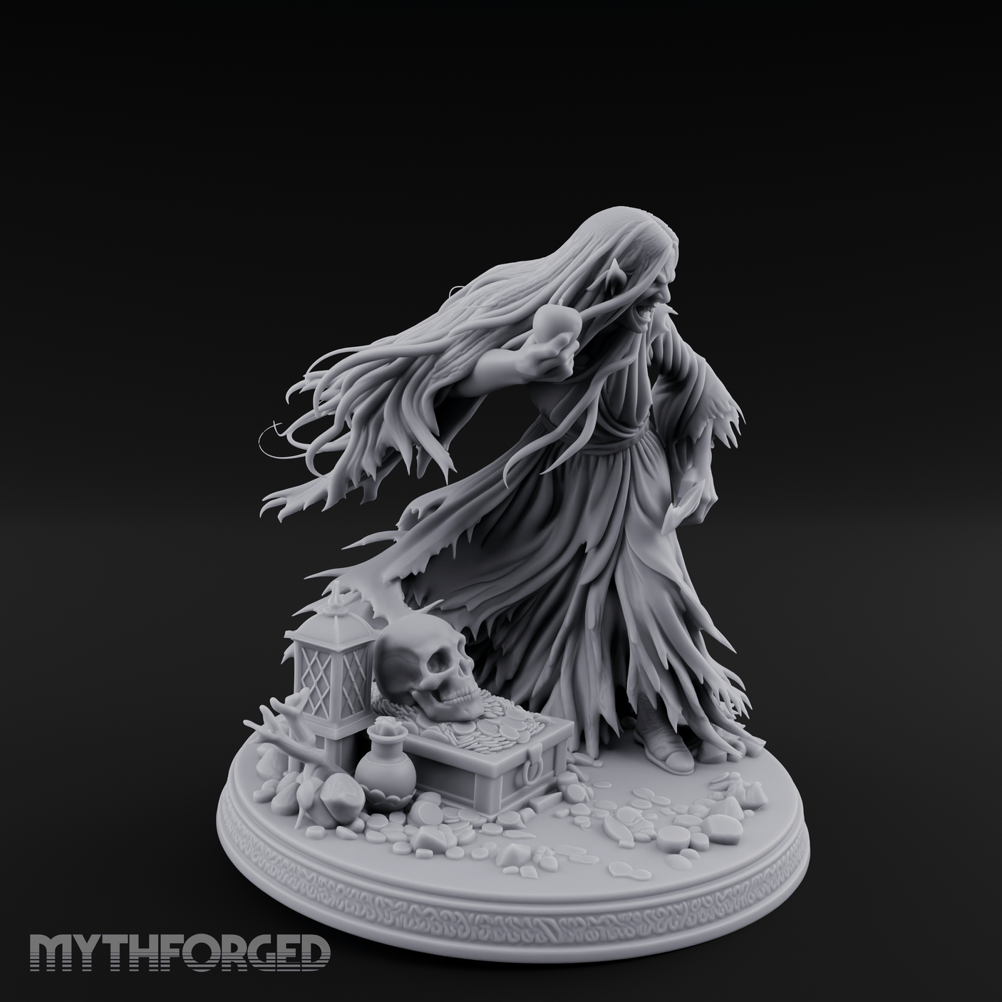 Hovering Over Spoils Hag Witch Miniature for Dungeons and Dragons, Pathfinder or other TTRPGs