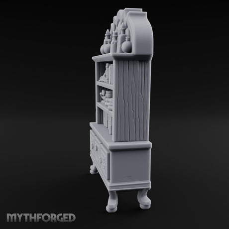 Potion-Crowned Scroll-Stuffed Wizard's Apothecary Bookcase Miniature for Dungeons and Dragons, Pathfinder or other TTRPGs