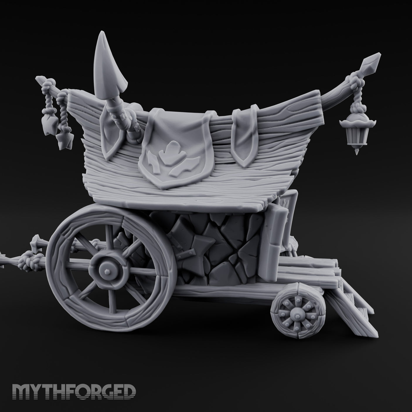 Potion-Stocked Lantern-Topped Wandering Alchemist Cart Miniature for Dungeons and Dragons, Pathfinder or other TTRPGs