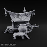 Potion-Stocked Lantern-Topped Wandering Alchemist Cart Miniature for Dungeons and Dragons, Pathfinder or other TTRPGs