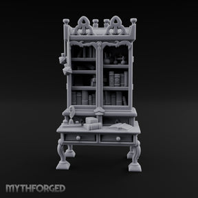 Potion-Stocked Quill-Topped Scholar's Display Cabinet