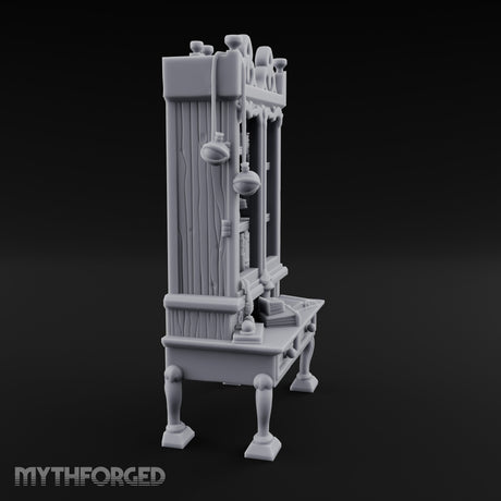 Potion-Stocked Quill-Topped Scholar's Display Cabinet Miniature for Dungeons and Dragons, Pathfinder or other TTRPGs