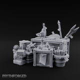 Potion-Stuffed Spear-Jutting Adventurer's Supply Crate Clutter Scene Miniature for Dungeons and Dragons, Pathfinder or other TTRPGs