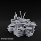 Potion-Stuffed Spear-Jutting Adventurer's Supply Crate Clutter Scene Miniature for Dungeons and Dragons, Pathfinder or other TTRPGs