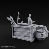 Potion-Stuffed Spear-Jutting Adventurer's Supply Crate Clutter Scene Miniature for Dungeons and Dragons, Pathfinder or other TTRPGs