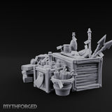 Potion-Stuffed Spear-Jutting Adventurer's Supply Crate Clutter Scene Miniature for Dungeons and Dragons, Pathfinder or other TTRPGs