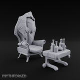 Sample Before You Sit Ornate Armchair and Bottle Table