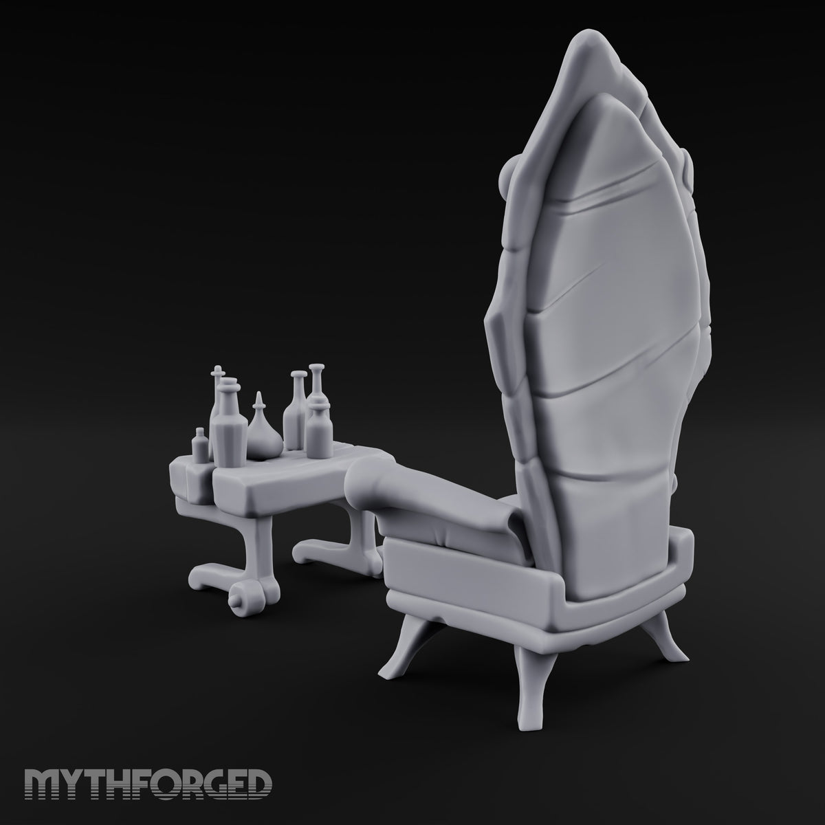 Sample Before You Sit Ornate Armchair and Bottle Table